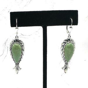 American West Green Turquoise 925 Sterling Silver Squash Drop Earrings